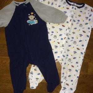 Space footy pajama set.
